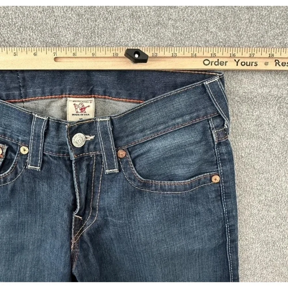 True Religion Mens Straight Leg Dark Wash Blue Denim Jeans Size 30 Made in USA